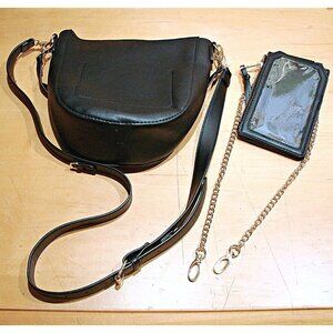 Black Vegan Leather Crossbody Bag With Cellphone Matching Separate Purse 2 In 1